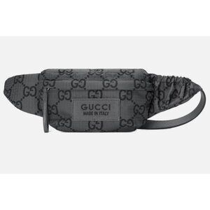Gucci Ripstop Large GG Monogram Patch Belt Bag Grey Black 90cm 767934